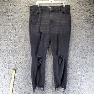Vervet Jeans Womens Size 16 Black Distressed High Rise Stretch Frayed Hem